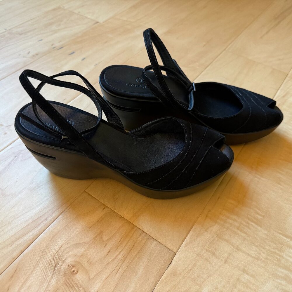 Cole Haan Air Austyn Sandal Womens 7.5B Black Suede Nike Air Comfort Wedge